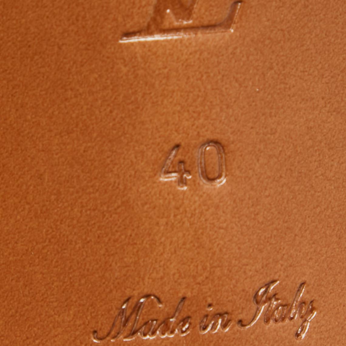 Louis Vuitton Beige Monogram Embossed Leather Block Heel Slide Sandals Size 40 1