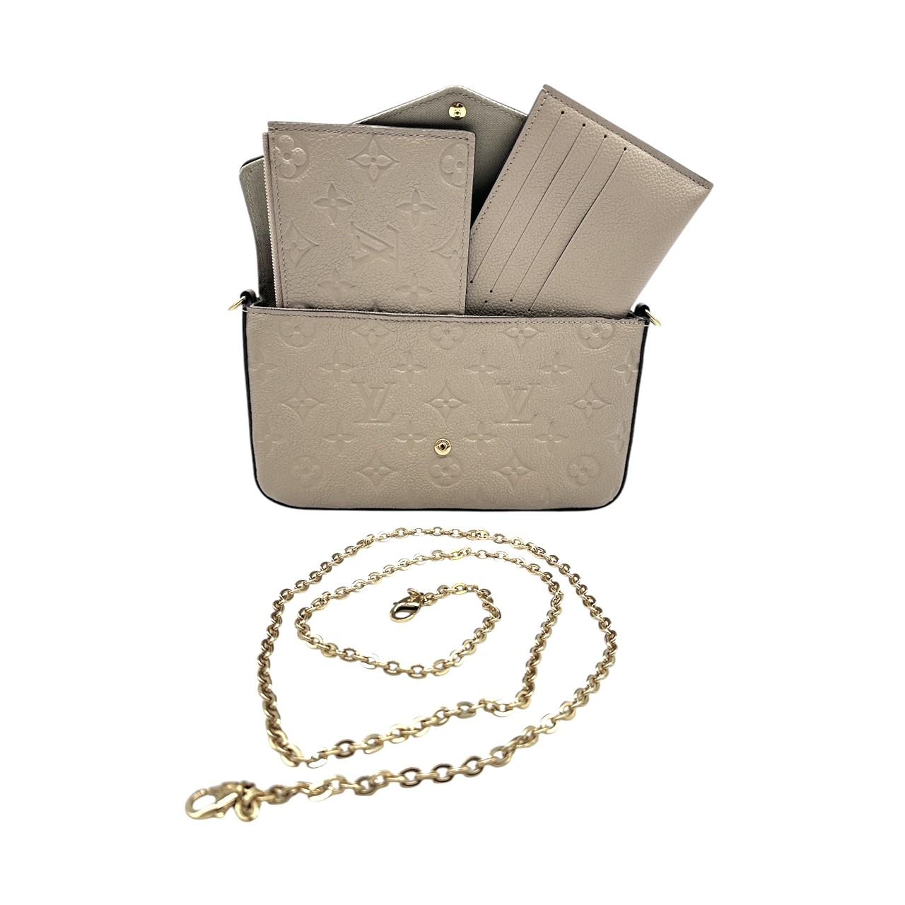 Louis Vuitton Beige Monogram Empreinte Félicie Pochette In Excellent Condition In Scottsdale, AZ