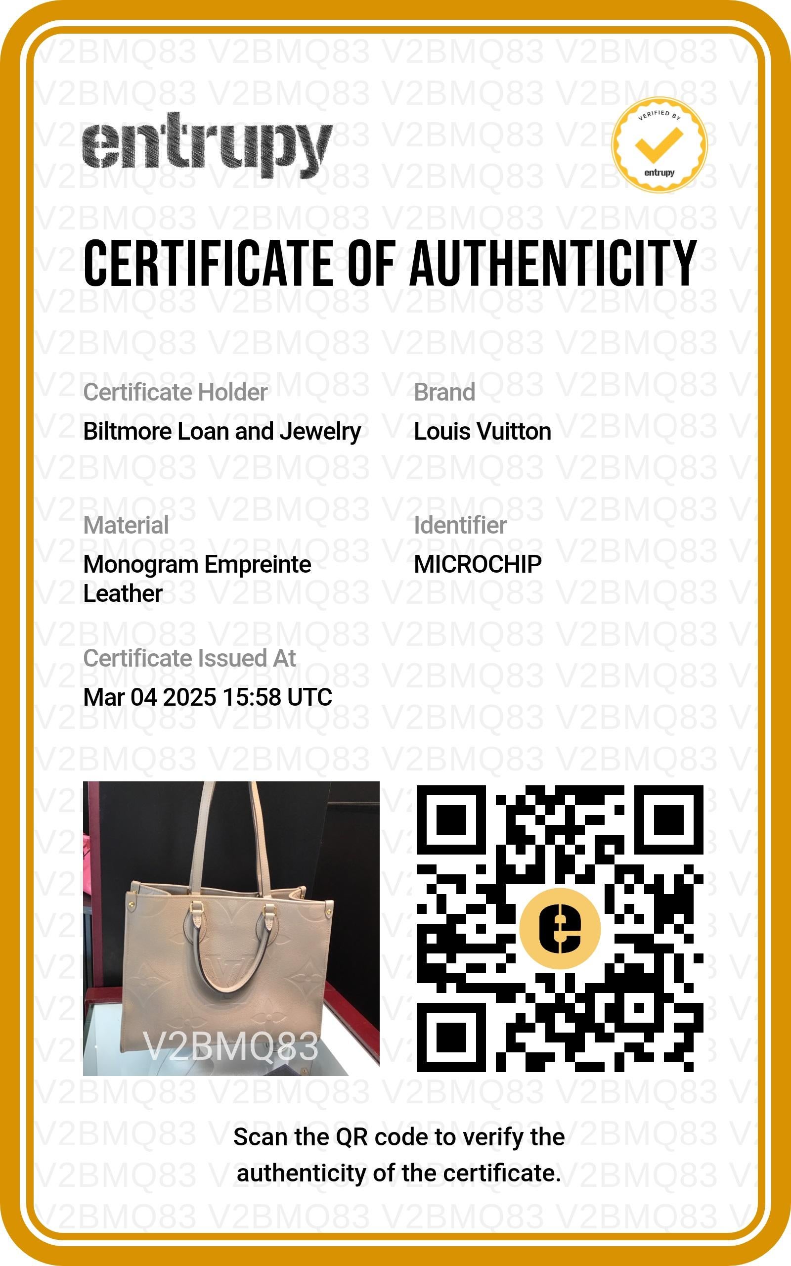 Louis Vuitton Beige Monogram Empreinte Leather Onthego MM Tote For Sale 4