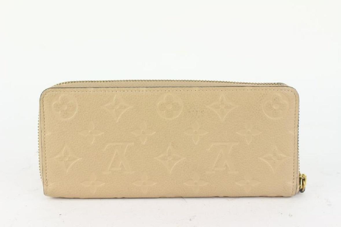 Louis Vuitton Beige Monogram Empreinte Zippy Wallet Long Zip Around 101lv19 2