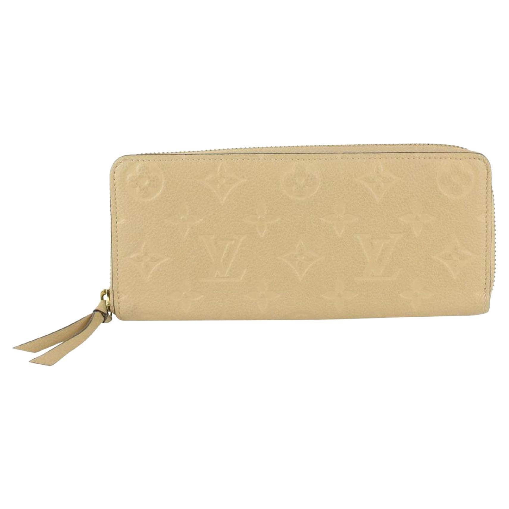 Louis Vuitton Beige Monogram Empreinte Zippy Wallet Long Zip Around 101lv19