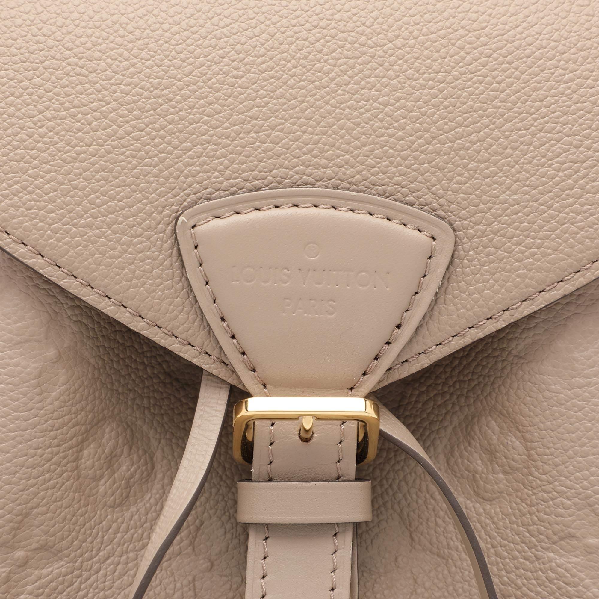 Louis Vuitton Sac à dos Montsouris PM en cuir beige avec monogramme Empriente en vente 1