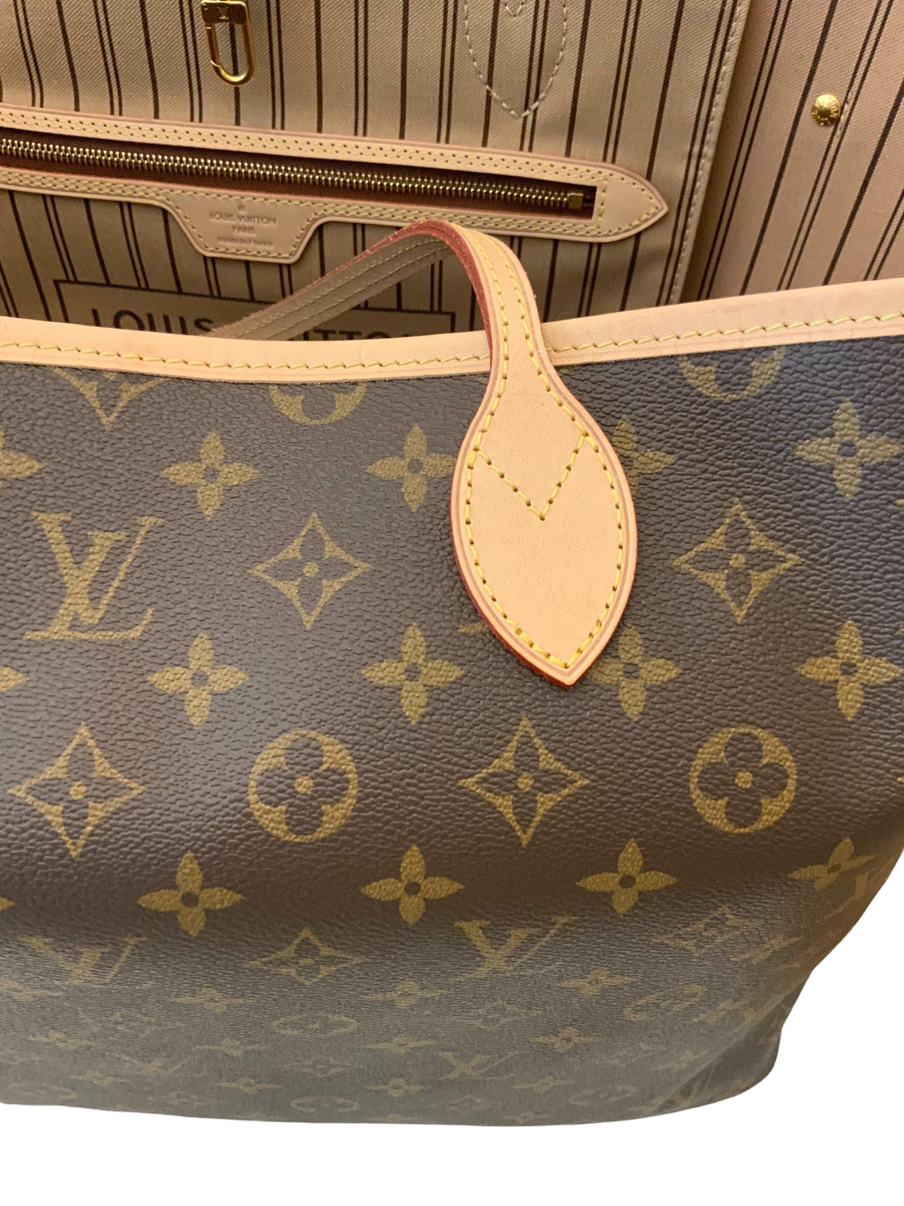 Louis Vuitton Beige Monogram GM Neverfull Tote Bag 3