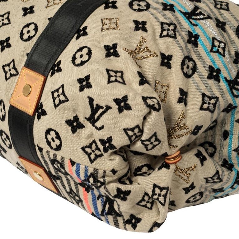 Louis Vuitton, Bags, Louis Vuitton Monogram Cheche Tuareg Bag Beige Black  Blue Embroidered Lv Duffle
