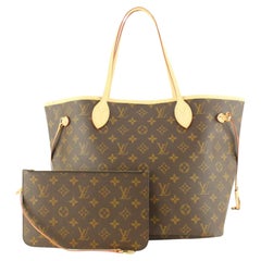Louis Vuitton Beige Monogram Neverfull MM Tote with Pouch 18lz824s