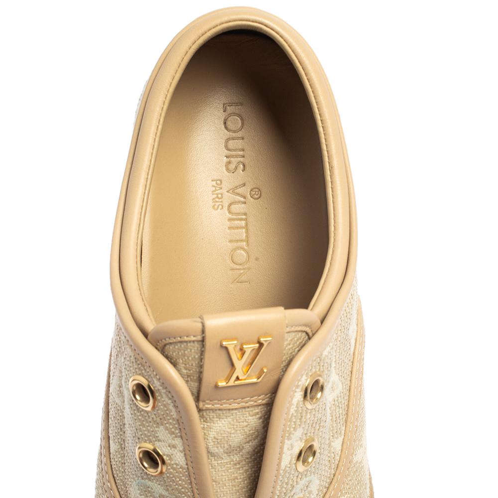 Louis Vuitton Beige Monogram Raffia Popincourt Espadrille Sneakers Size 38.5 1
