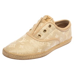 Louis Vuitton Beige Monogram Raffia Popincourt Espadrille Sneakers Size 38.5