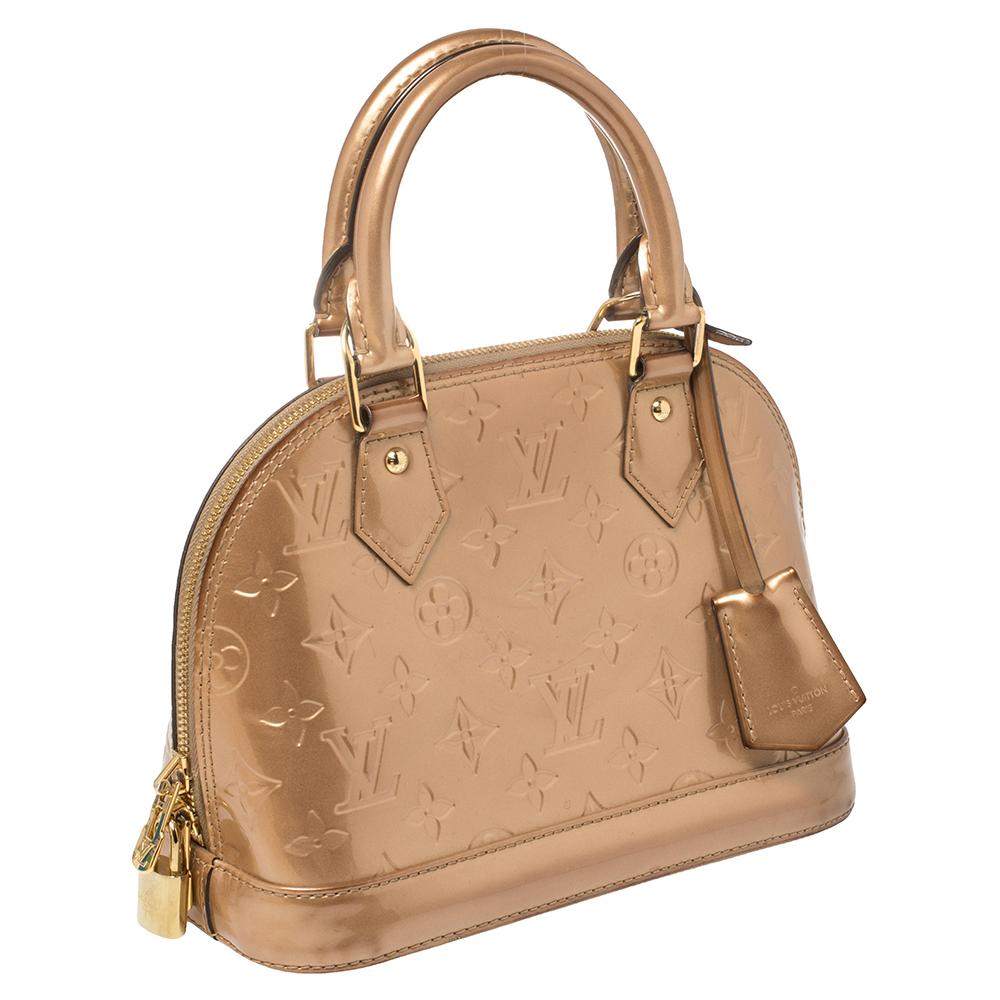 Louis Vuitton Beige Monogram Vernis Alma BB Bag In Good Condition In Dubai, Al Qouz 2