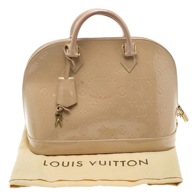 Louis Vuitton Beige Monogram Vernis Alma PM Bag For Sale 7
