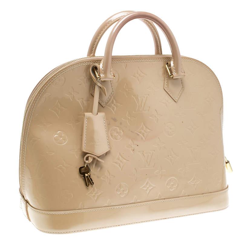 Louis Vuitton Beige Monogram Vernis Alma PM Bag In Good Condition For Sale In Dubai, Al Qouz 2