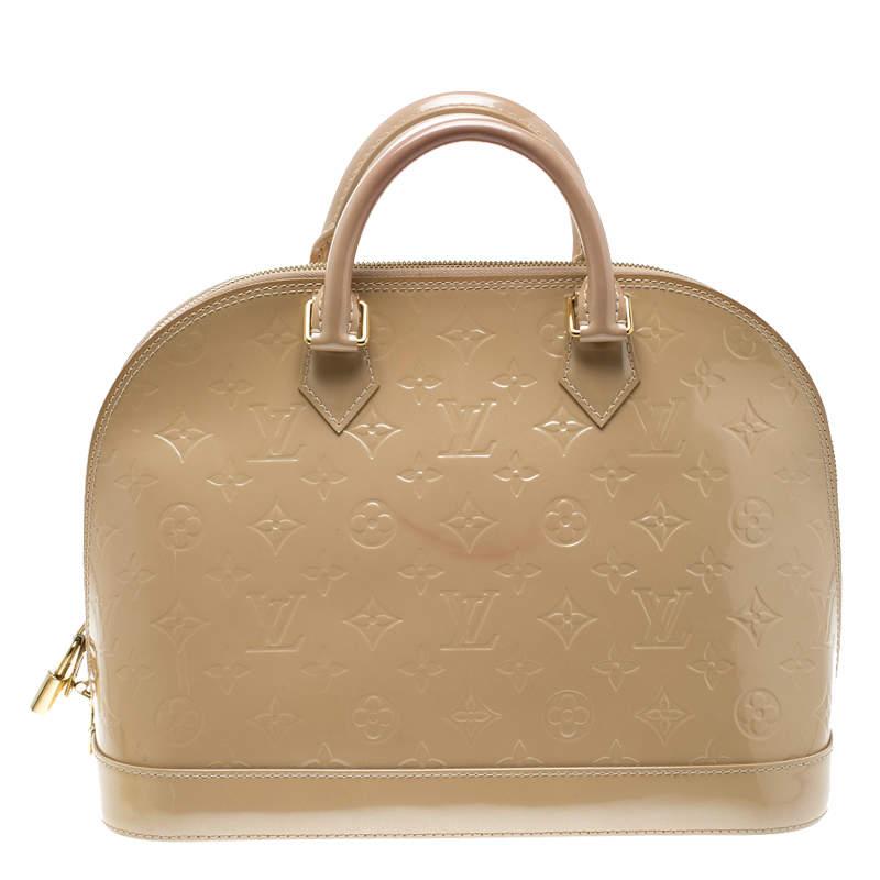 Women's Louis Vuitton Beige Monogram Vernis Alma PM Bag For Sale