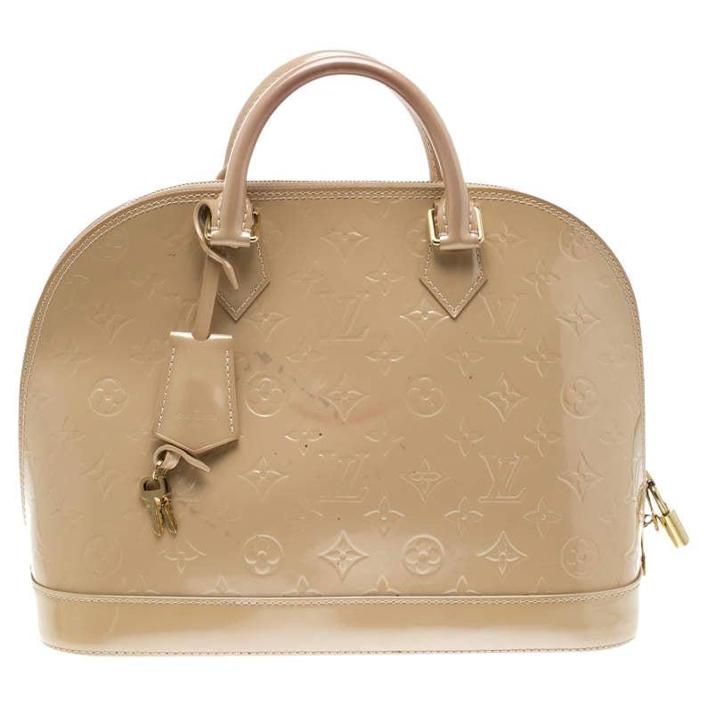 Louis Vuitton Beige Monogram Vernis Alma PM Bag For Sale