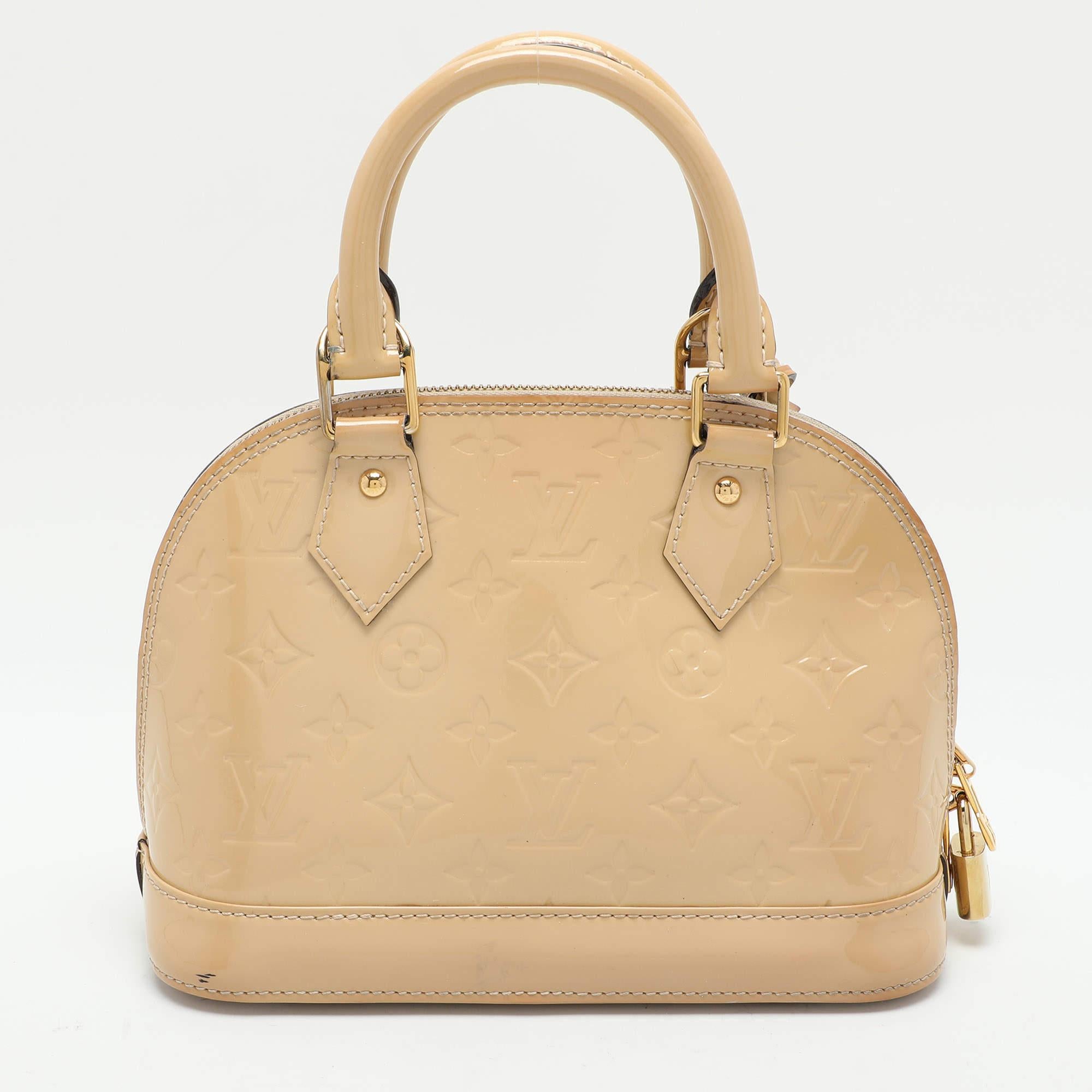 Women's Louis Vuitton Beige Monogram Vernis Leather Alma BB Bag