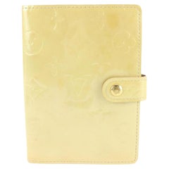 Agenda Louis Vuitton petit anneau beige avec monogramme Vernis PM 4lz59s