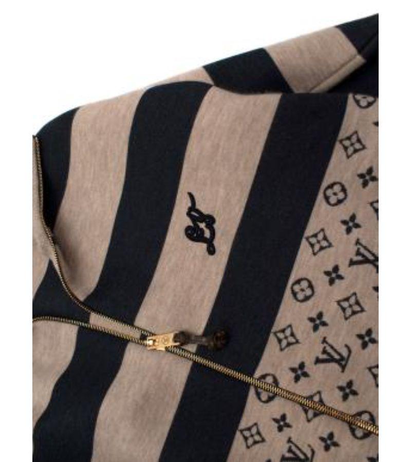 Men's Louis Vuitton Beige & Navy Monogram Zip Up Jacket For Sale