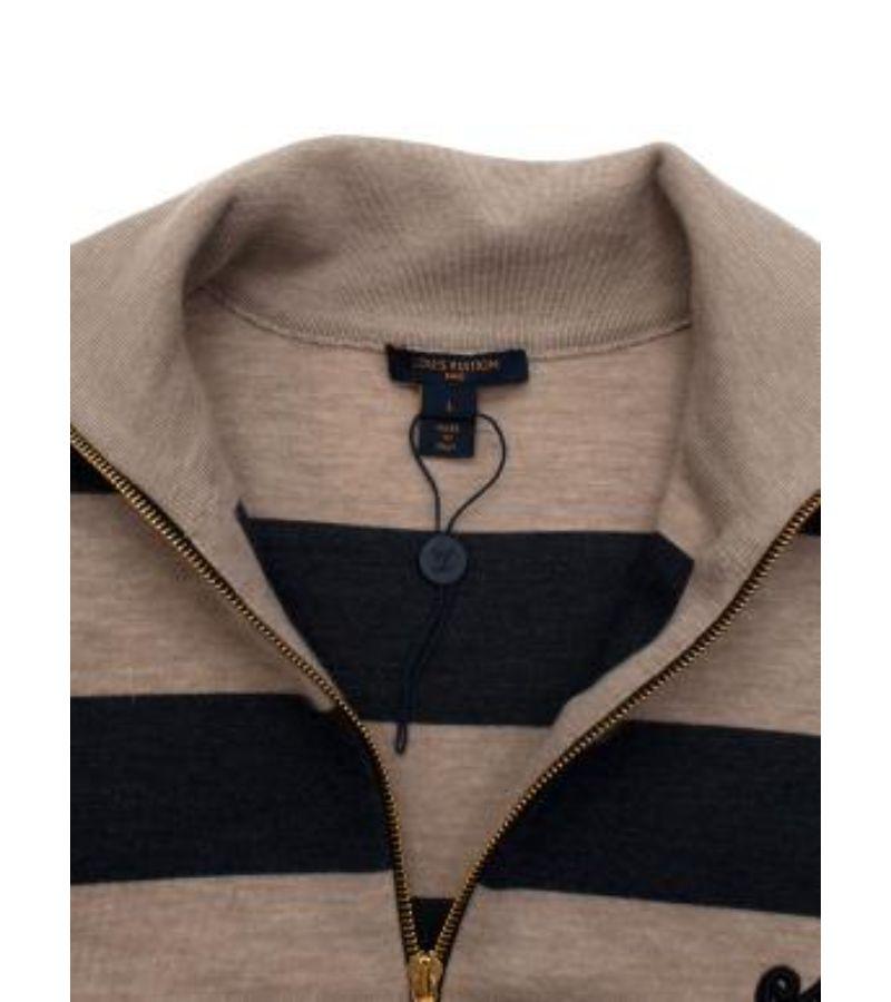 Louis Vuitton Beige & Navy Monogram Zip Up Jacket For Sale 2