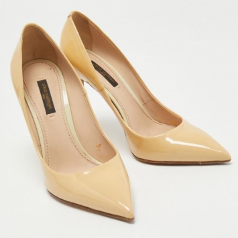 Louis Vuitton Beige Patent Leather Eyeline Pointed Toe Pumps Size 37 2