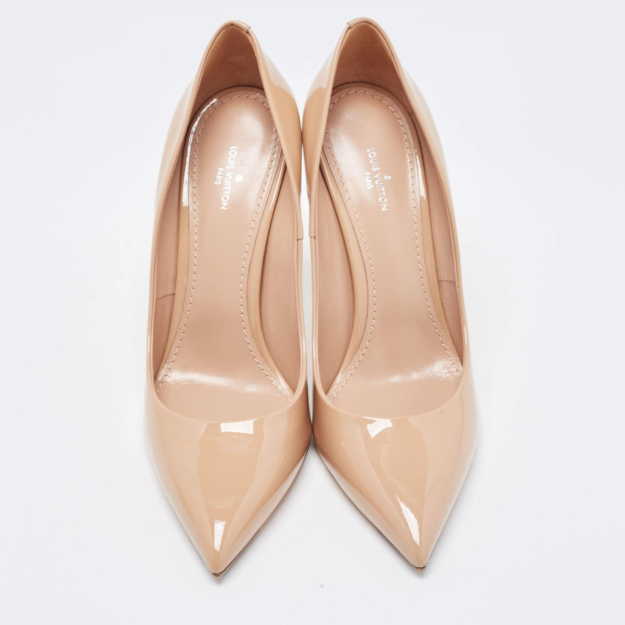 Louis Vuitton Beige Patent Leather Eyeline Pointed Toe Pumps Size 38.5 1