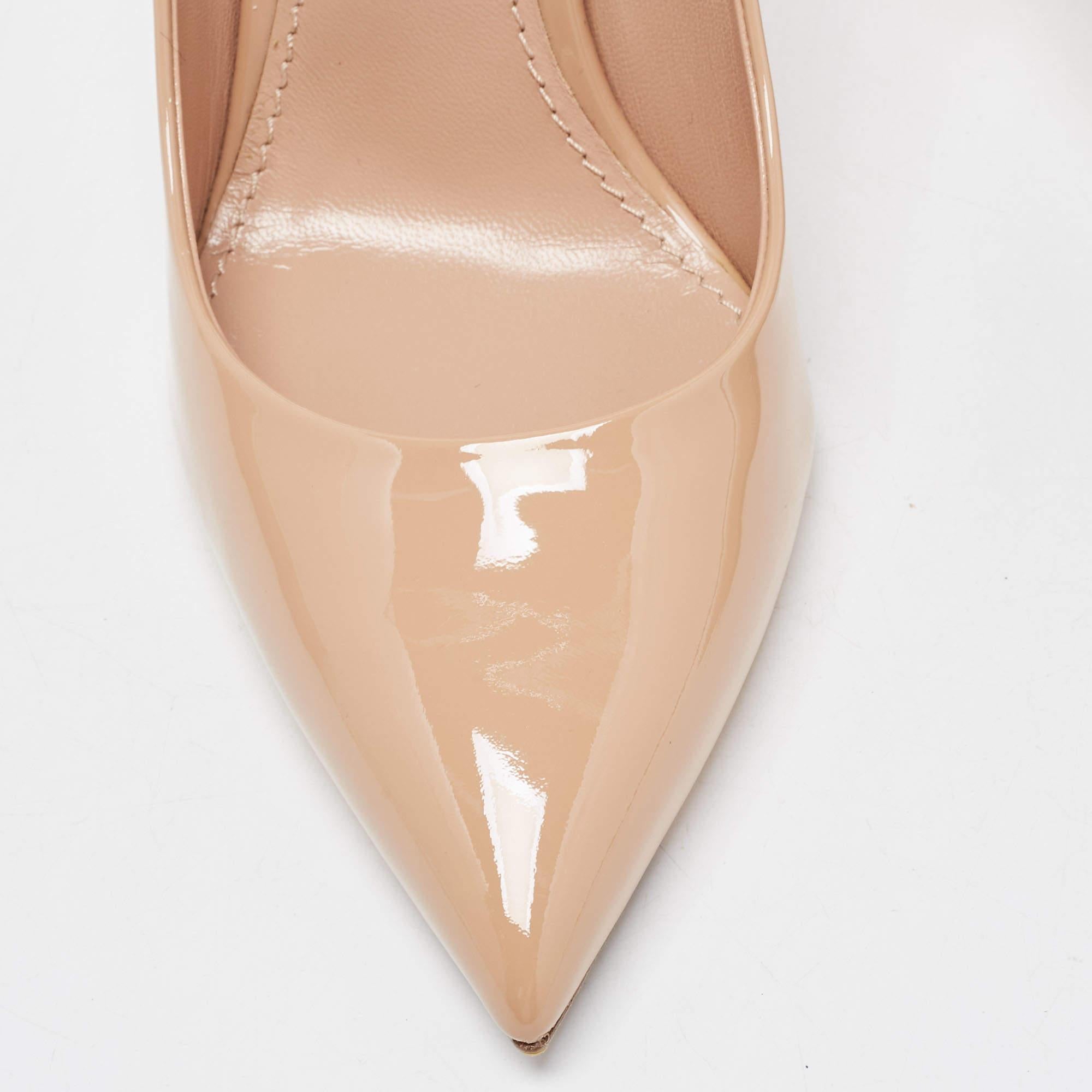 Louis Vuitton Beige Patent Leather Eyeline Pointed Toe Pumps Size 38.5 3