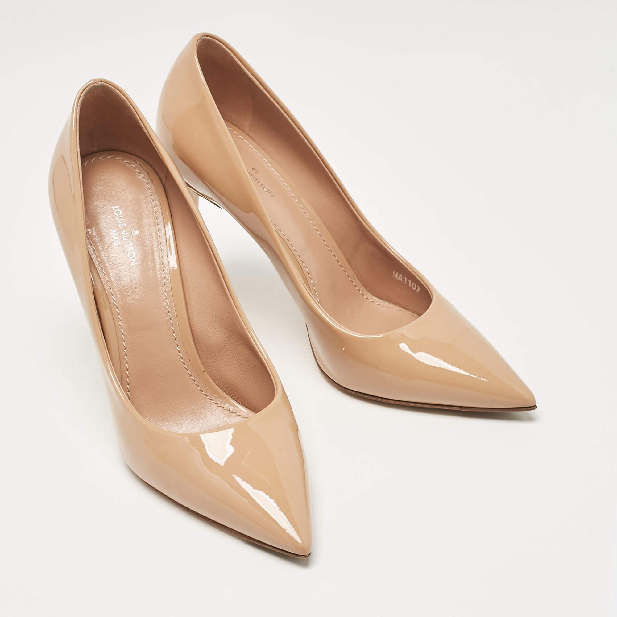 Women's Louis Vuitton Beige Patent Leather Eyeline Pumps Size 37