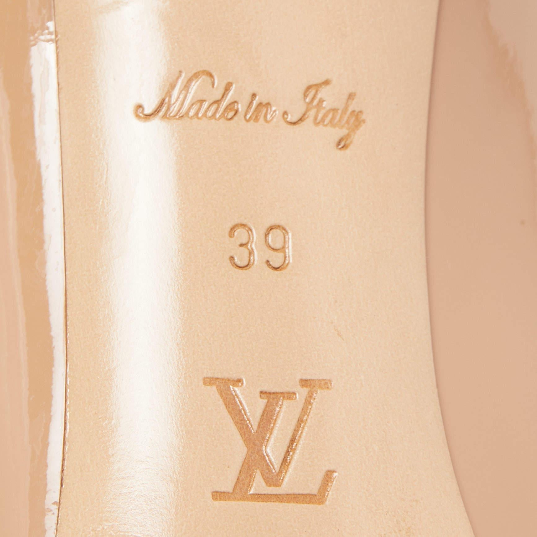 Louis Vuitton Beige Patent Leather Fiance Bow Round Toe Pumps Size 39 2
