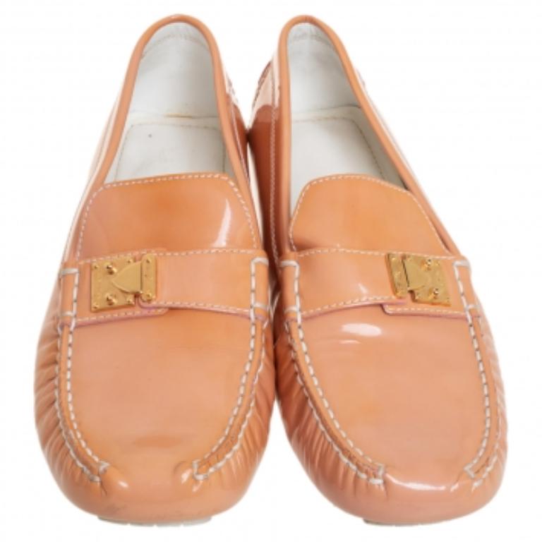 Louis Vuitton Beige Patent Leather Lombok Slip On Loafers Size 40 For Sale 1