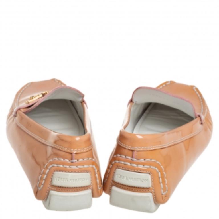 Louis Vuitton Beige Patent Leather Lombok Slip On Loafers Size 40 For Sale 2