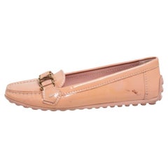 Louis Vuitton Beige Patent Leather Oxford Loafers Taglia 37