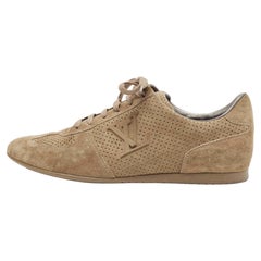 Louis Vuitton Beige Perforated Suede Low Top Sneakers Size 38