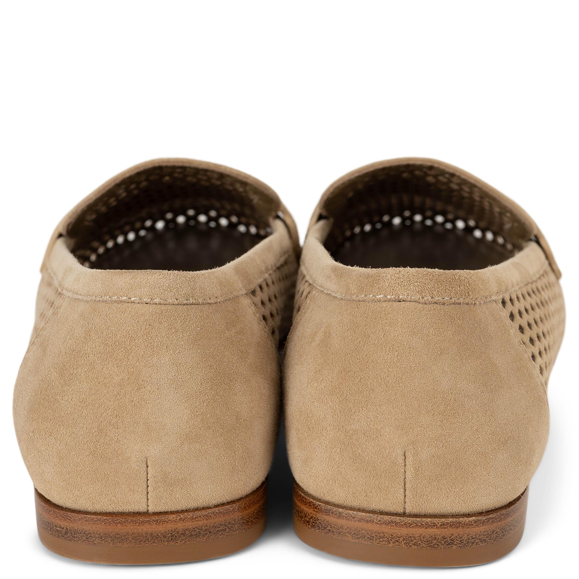 LOUIS VUITTON Mocassins SOHO en daim perforé beige Chaussures 38.5 Neuf - En vente à Zürich, CH