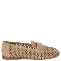 LOUIS VUITTON Mocassins SOHO en daim perforé beige Chaussures 38.5