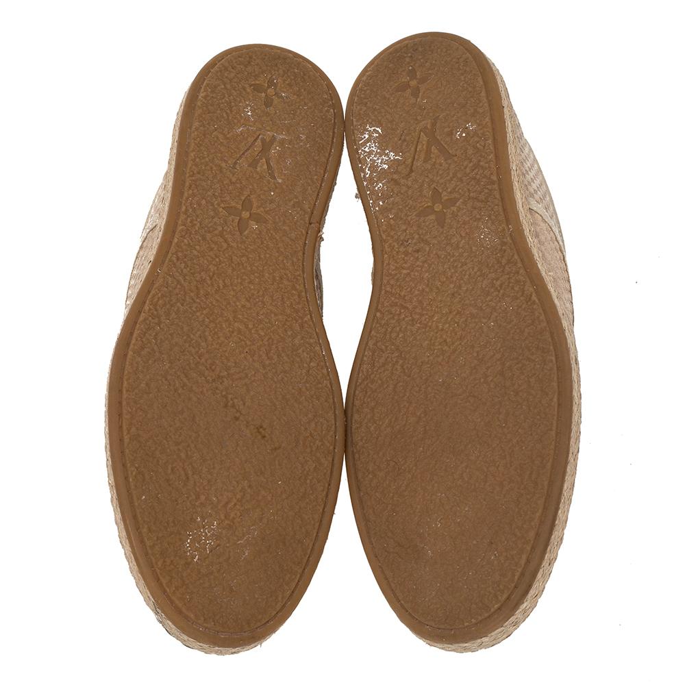 Louis Vuitton Beige Petit Damier Suede Espadrille Oxford Sneakers Size 38.5 1
