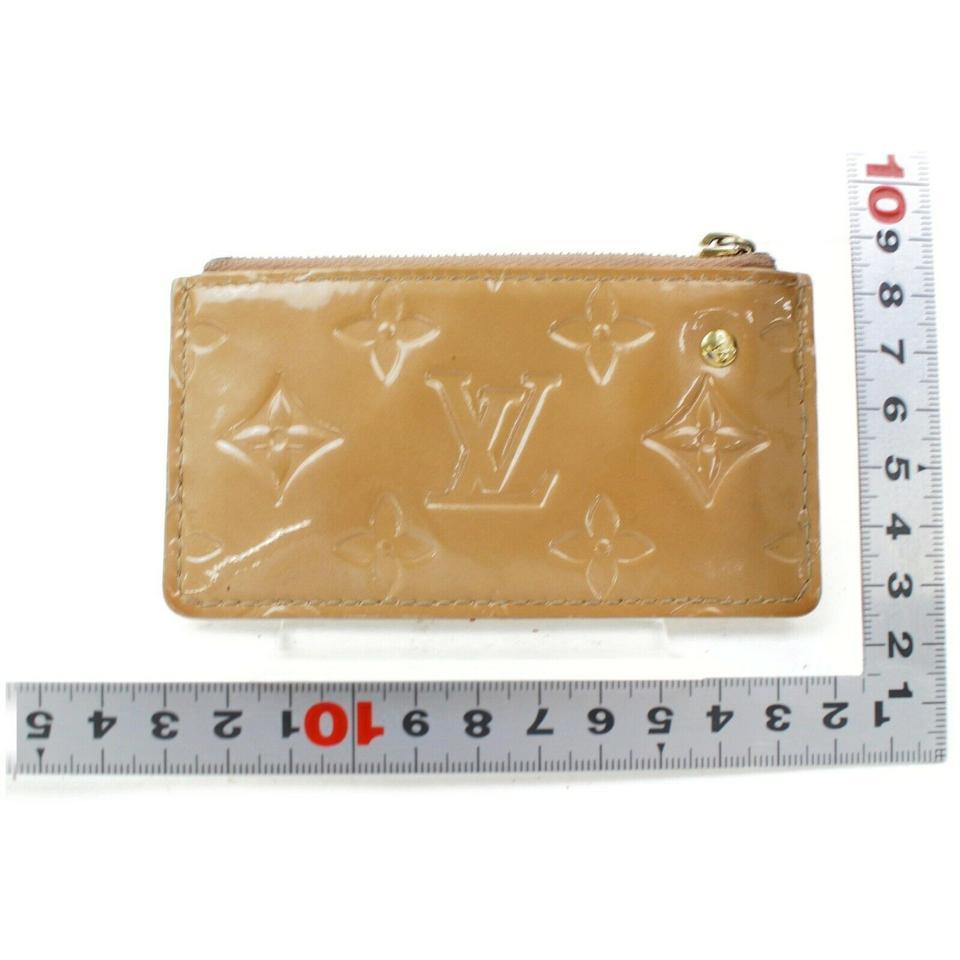 Louis Vuitton Beige Pochette Key Cles Keychain Change Monogram Vernis Coin Pouch 3