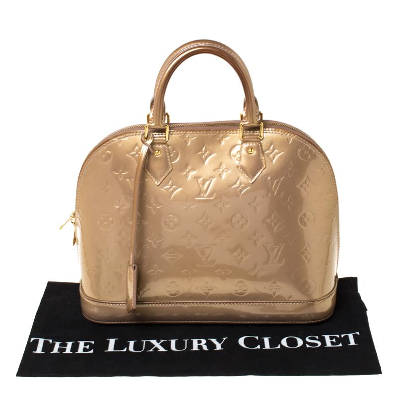 Louis Vuitton Beige Poudre Monogram Vernis Alma PM Bag 8