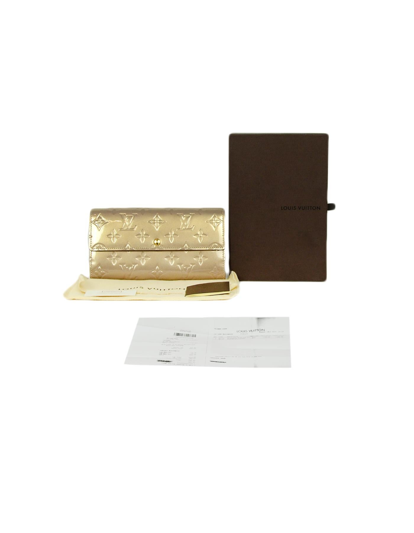 Louis Vuitton Beige Poudre Monogram Vernis Sarah Wallet 5