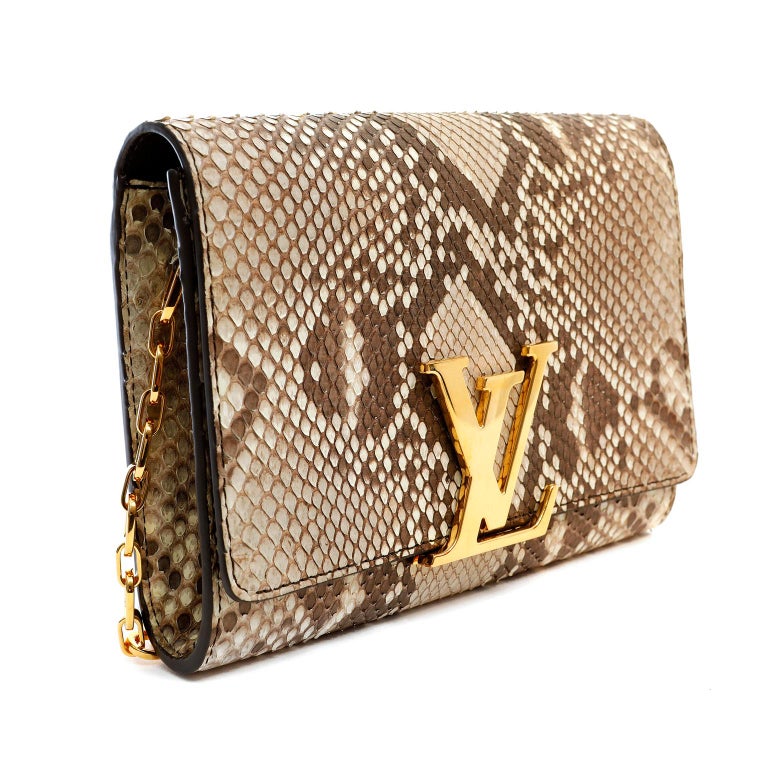 Used Louis Vuitton Rossmore MM Python Prune Shoulder Bag Gold-Tone Hardware