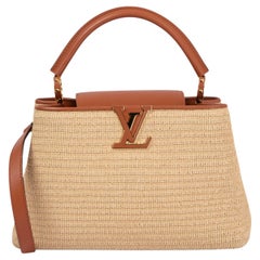 Borsa a tracolla LOUIS VUITTON 2021 CAPUCINES MM in rafia beige