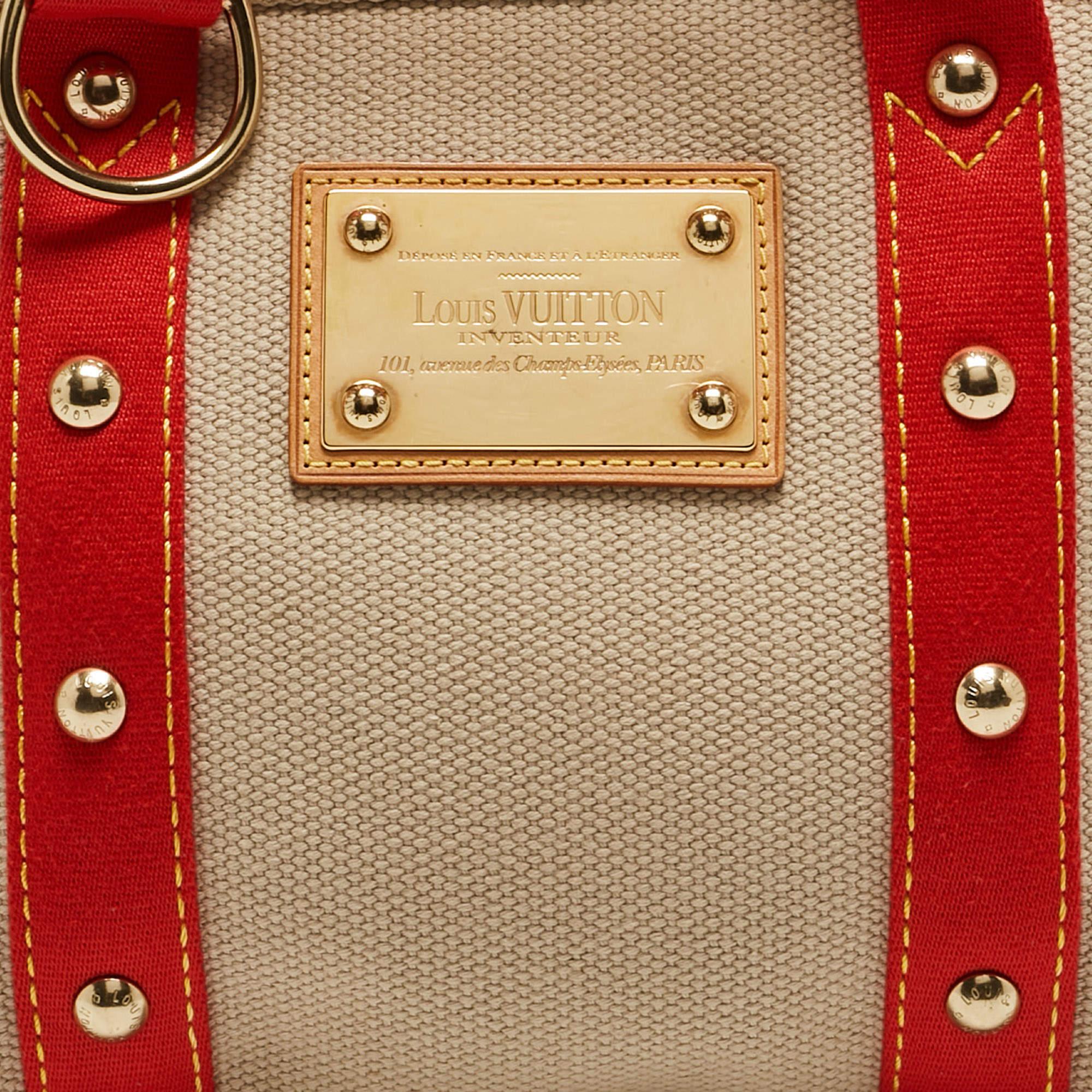 Louis Vuitton Beige/Red Canvas Antigua Cabas PM Bag For Sale 6
