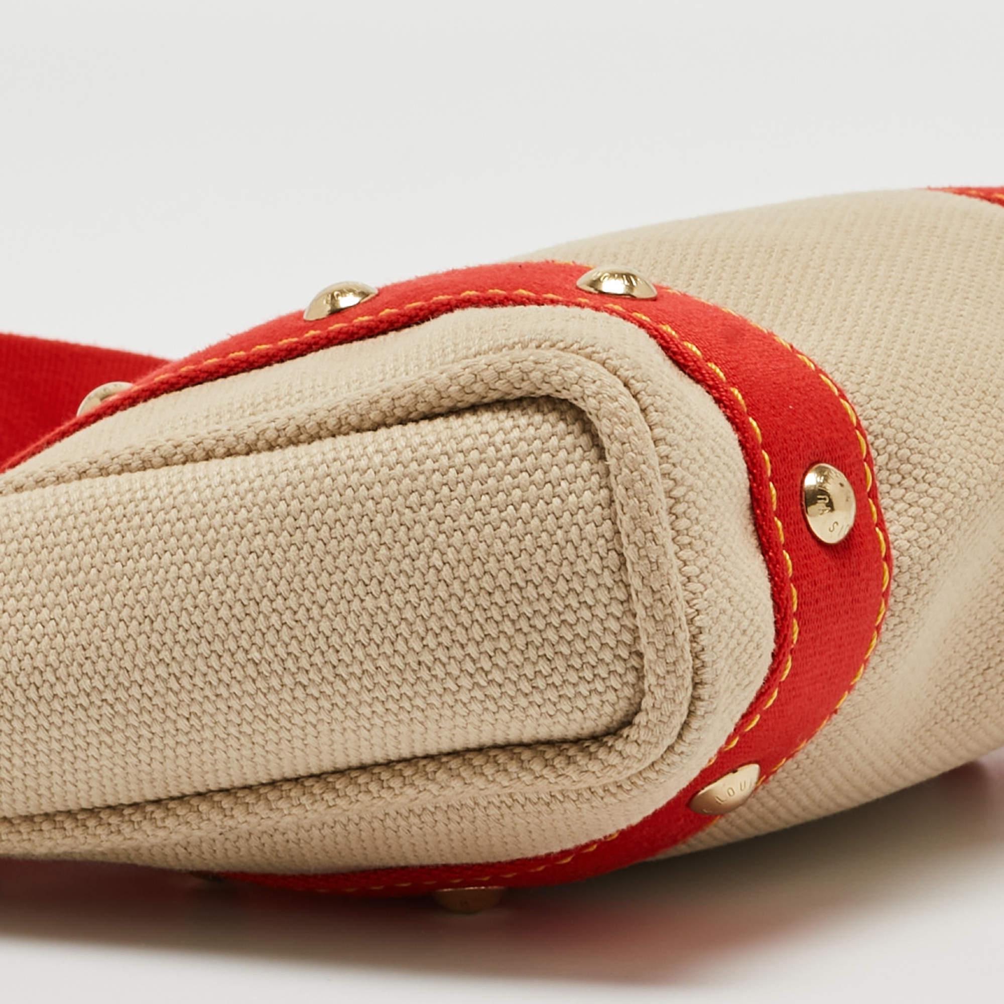 Louis Vuitton Beige/Red Canvas Antigua Cabas PM Bag 1
