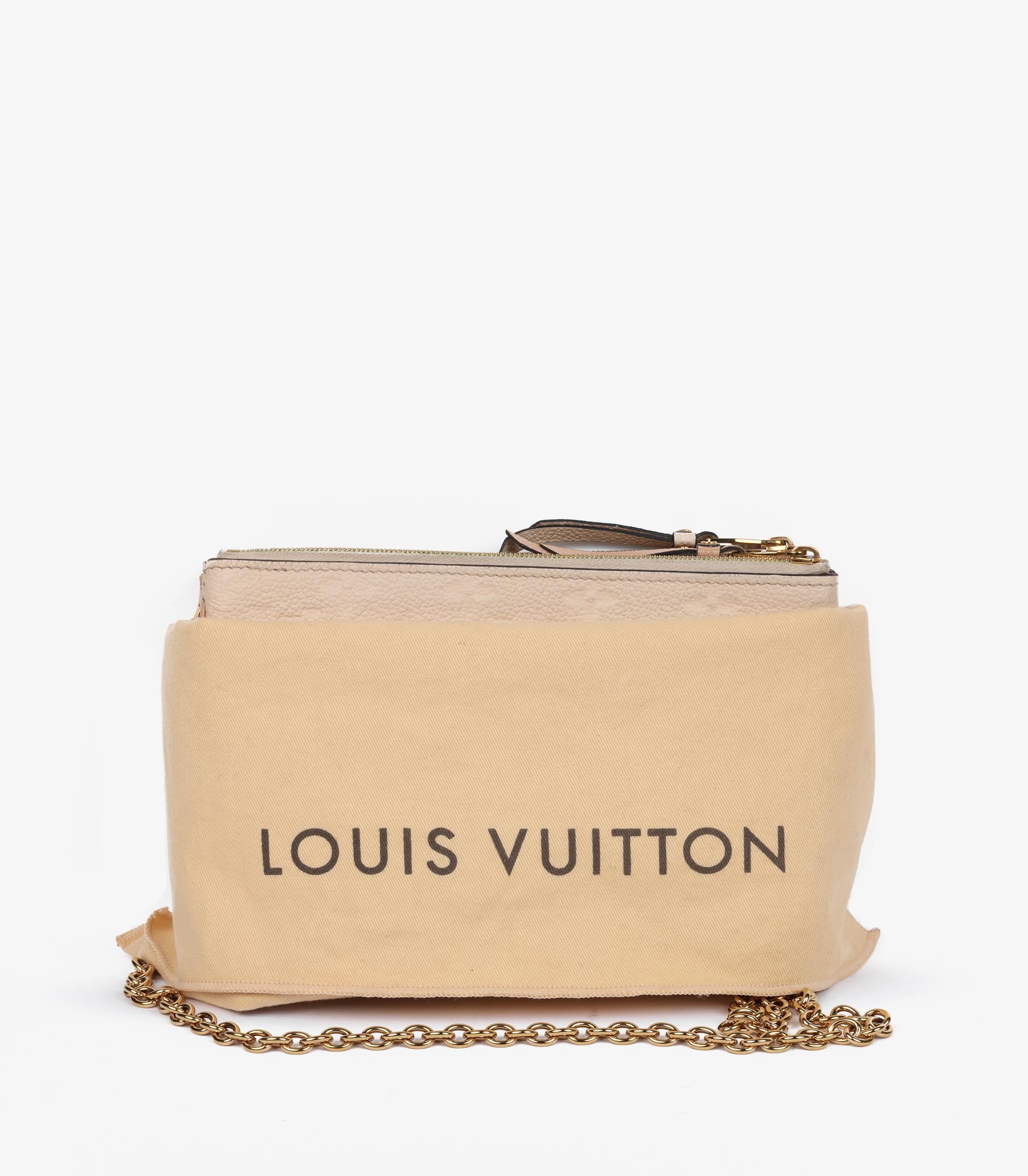 Pochette doble cremallera Louis Vuitton Beige y Rosa Crema Empreinte en venta 6