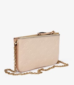 Louis Vuitton Beige & Rose Creme Empreinte Double Zip Pochette