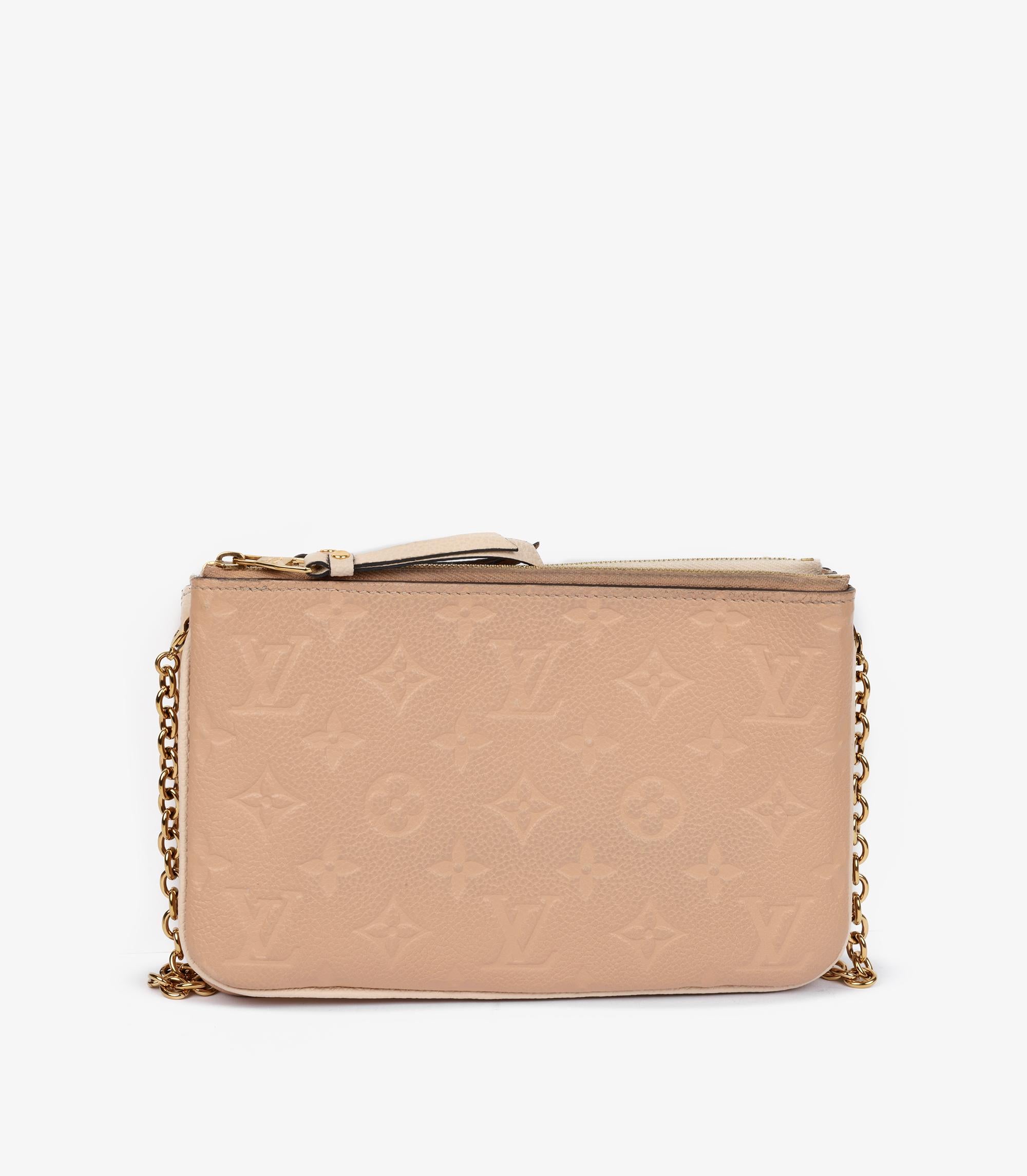Pochette doble cremallera Louis Vuitton Beige y Rosa Crema Empreinte en Excelente estado para la venta en Bishop's Stortford, Hertfordshire