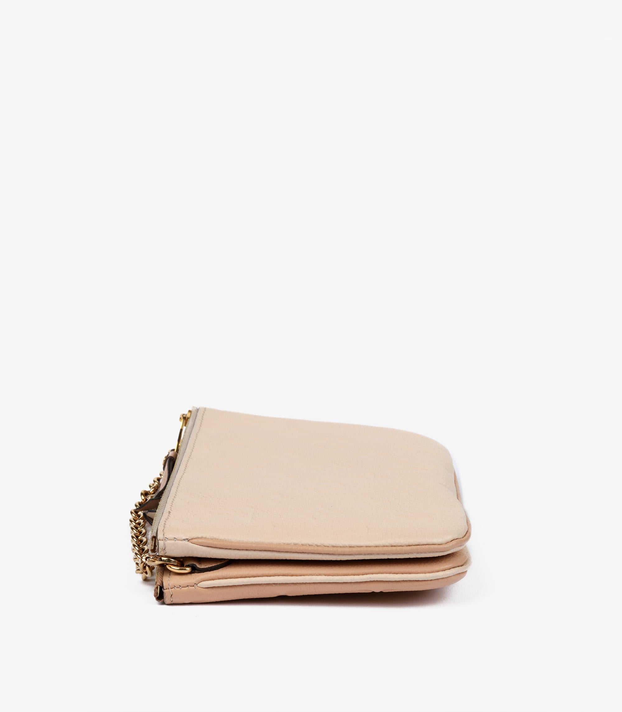 Femenino o masculino Pochette doble cremallera Louis Vuitton Beige y Rosa Crema Empreinte en venta