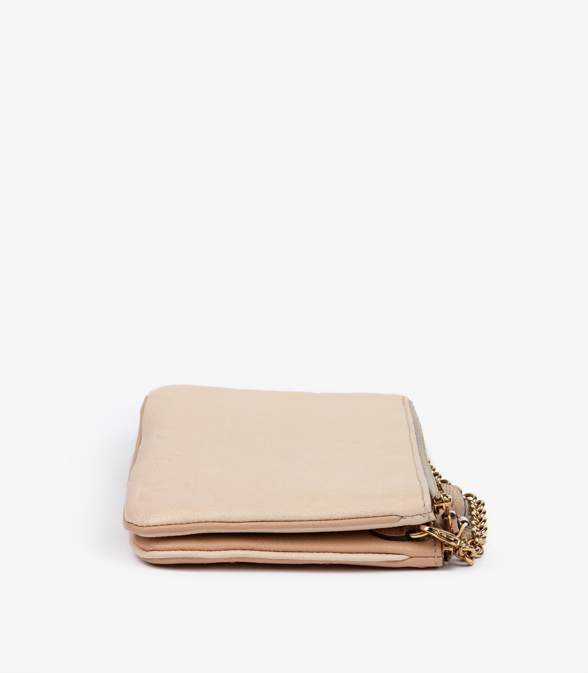 Pochette doble cremallera Louis Vuitton Beige y Rosa Crema Empreinte en venta 2