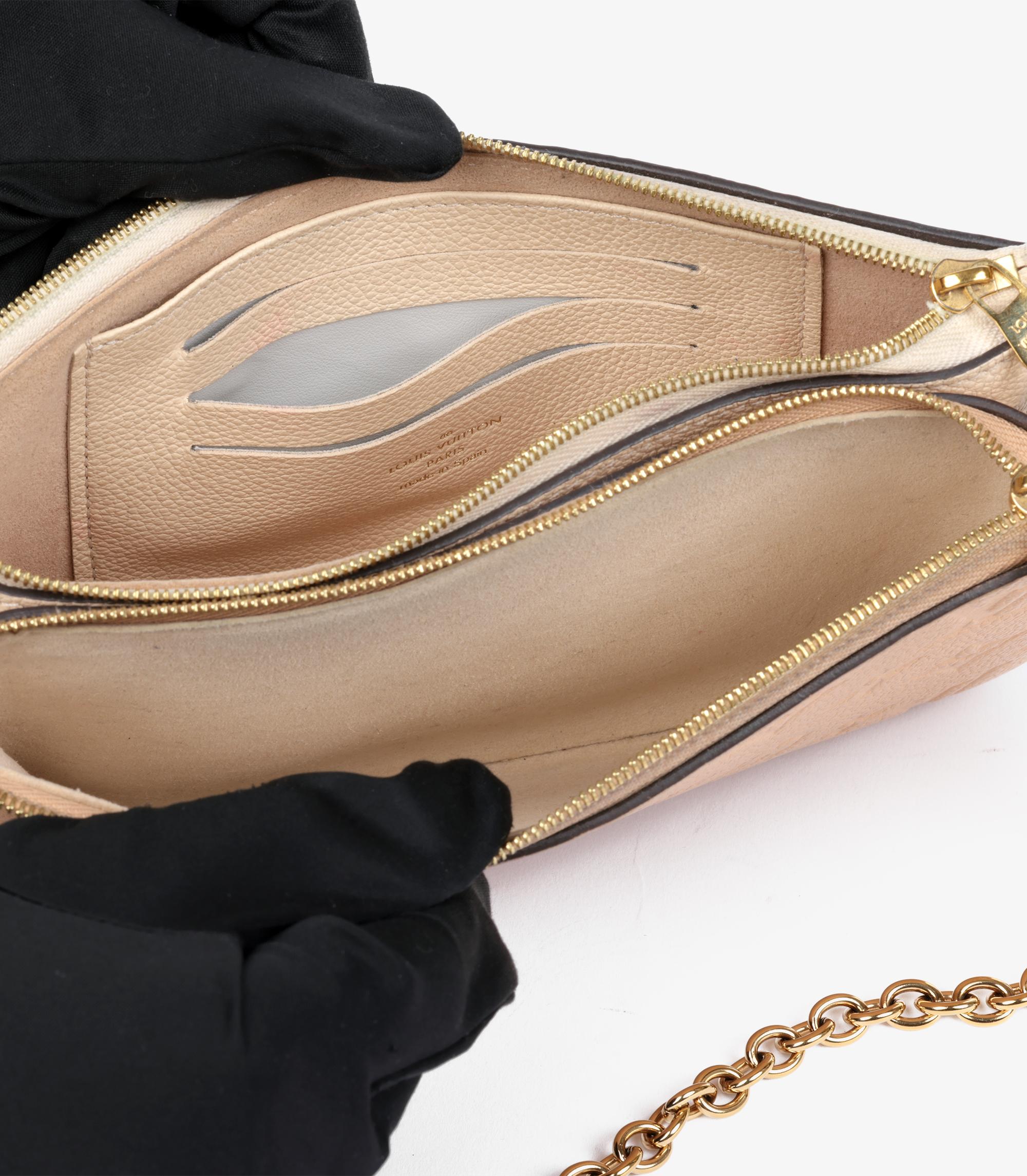 Pochette doble cremallera Louis Vuitton Beige y Rosa Crema Empreinte en venta 4