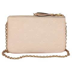Louis Vuitton Beige & Rose Creme Empreinte Double Zip Pochette
