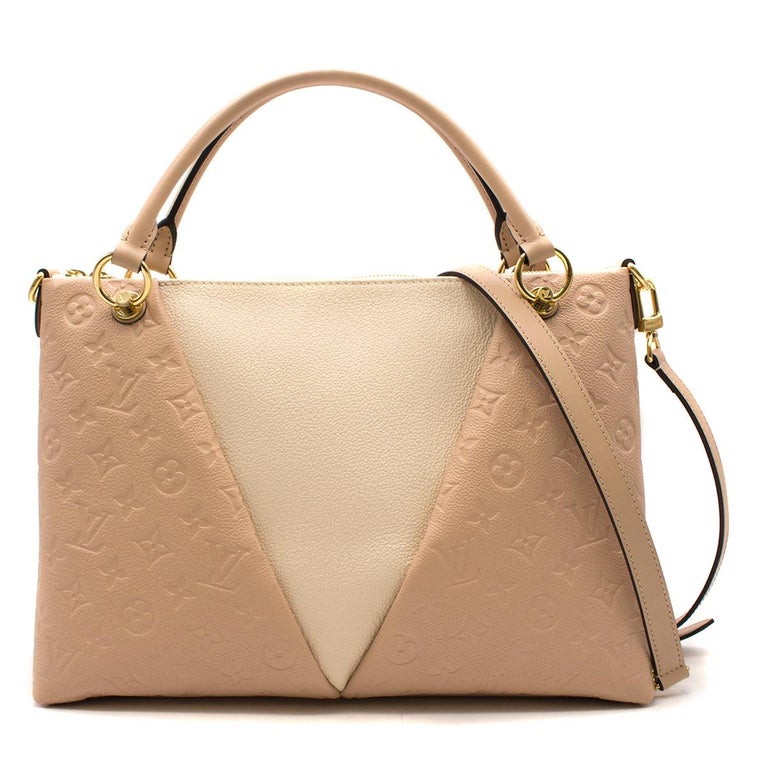 Louis Vuitton Beige Rose Creme V Tote MM Handbag New Season at