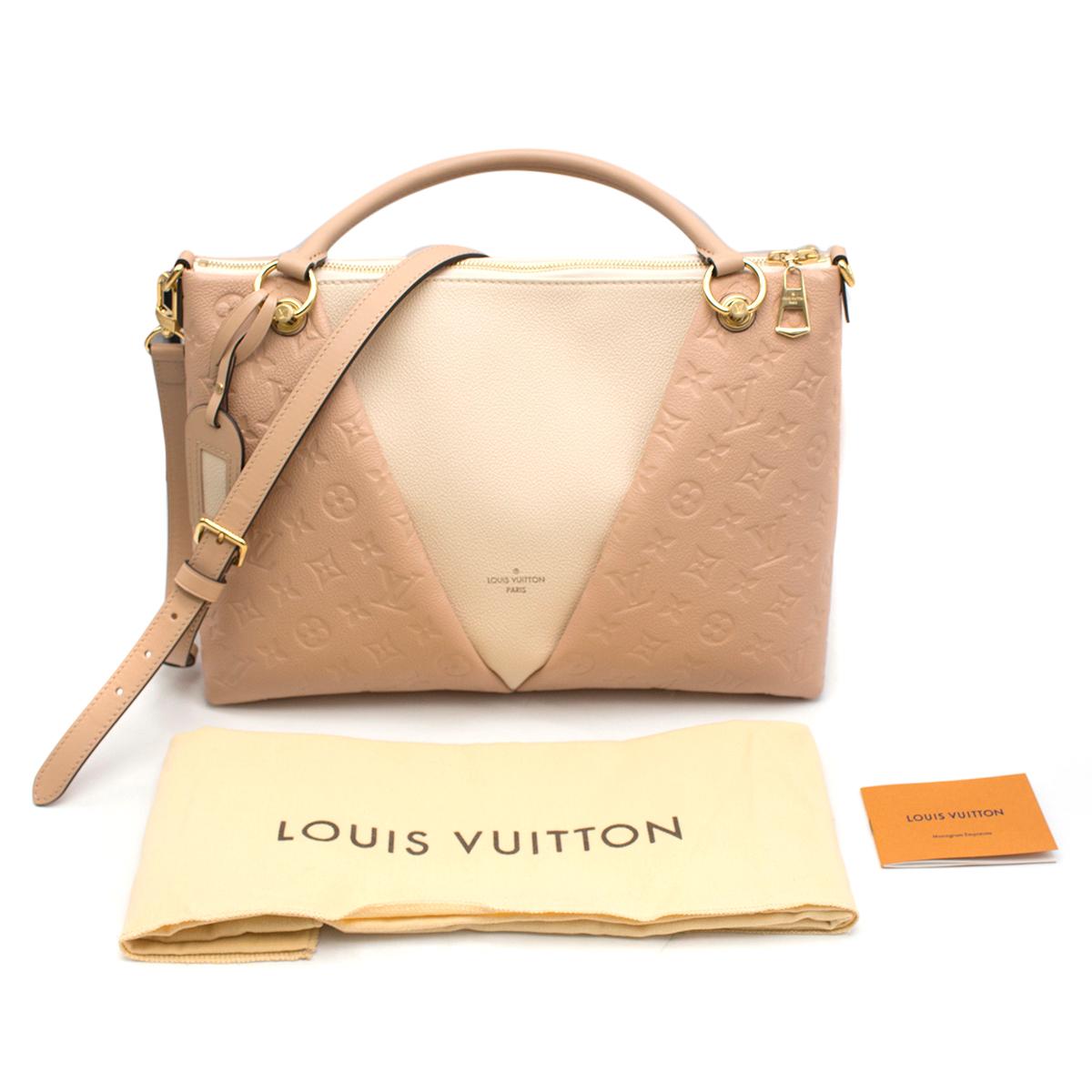 Louis Vuitton Beige Rose Creme V Tote MM Handbag - New Season 1