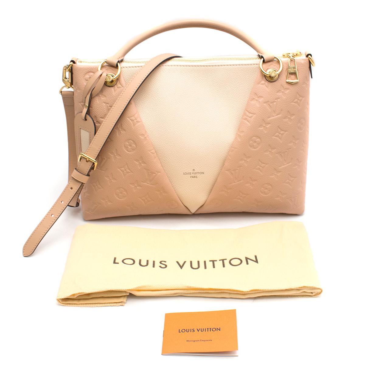 Louis Vuitton Beige Rose Creme V Tote MM Handbag - New Season 2