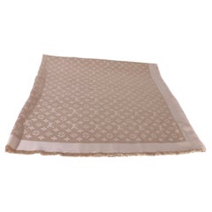 Châle Louis Vuitton en soie et laine Monogram Shine, couleur Beige Rose